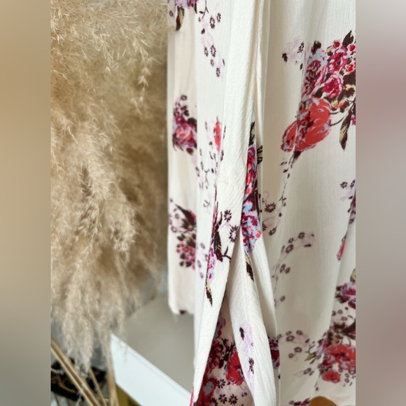 Free People Tree Swing Cream Pink Floral Mini Dress Tunic With Pockets Size S/M - Picture 11 of 17